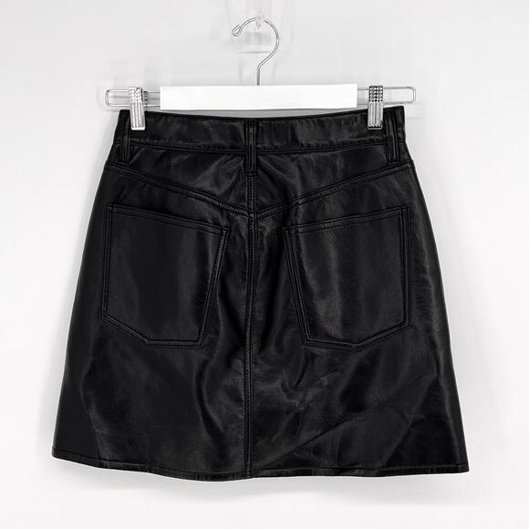 AGOLDE Criss Cross Leather Mini Skirt Women’s Size 25 Detox Black - Picture 5 of 5